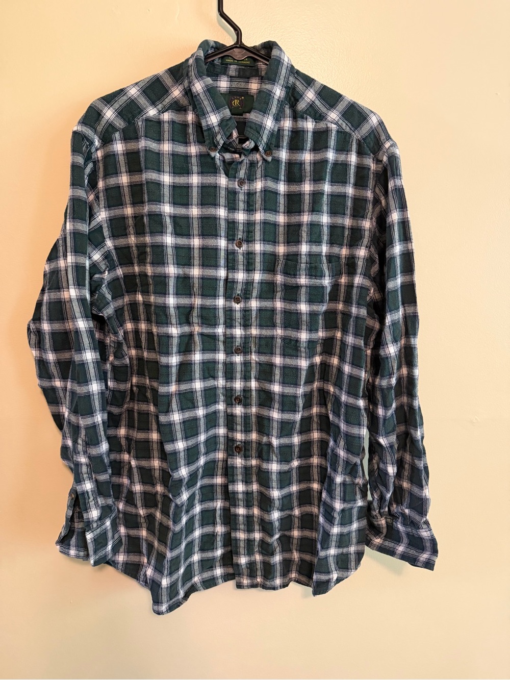 Club Room Green and White Plaid Button-Down Shirt